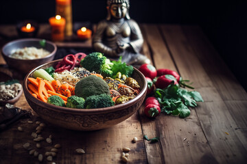 Buddha bowl concept - beautiful meal in a bowl