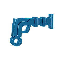Blue Vintage pistols icon isolated on transparent background. Ancient weapon.