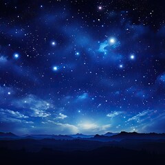 deep blue starry sky over the mountains, background, sky landscape