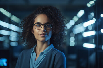 Generative AI portrait of cyberpunk system administrator programmer hacker person