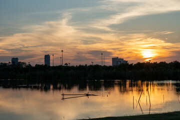 Fototapeta premium sunset over the city