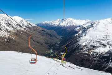 Fototapeta premium Cable car on the mount Cheget