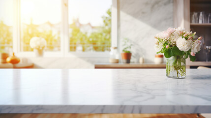 Fototapeta na wymiar White Marble Texture Table Top, Kitchen Surface Design