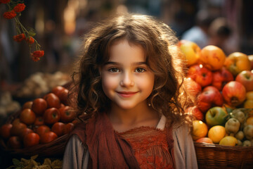 Generative AI technology picture women man cooking at local food market selling grocery fresh products