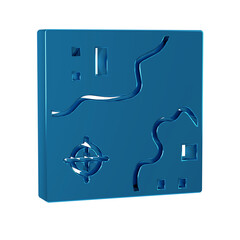 Blue World travel map with airplanes icon isolated on transparent background.