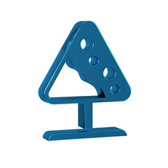 Blue Road sign avalanches icon isolated on transparent background. Snowslide or snowslip rapid flow of snow down a sloping surface.