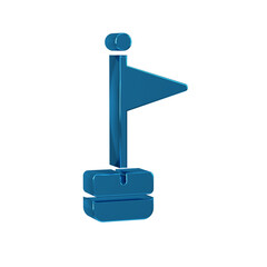 Blue Flag icon isolated on transparent background. Location marker symbol.