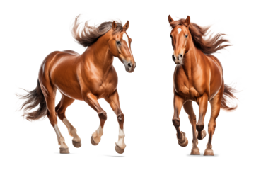 American quarter horse in running motion, isolated