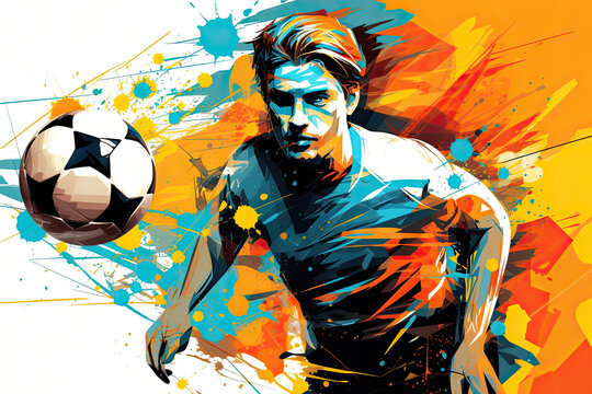 Abstract illustration of a person playing football.