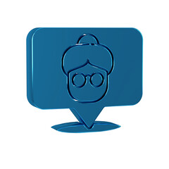Blue Nursing home building icon isolated on transparent background. Health care for old and sick people. Center for retired people.