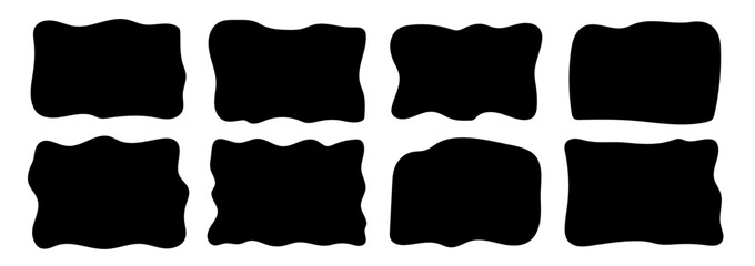 シェイプ　黒　四角　抽象的な形　黒　曲線　ベクター　セット
