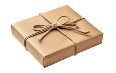 Rustic Kraft Paper Box with Twine Ribbon On Transparent background.