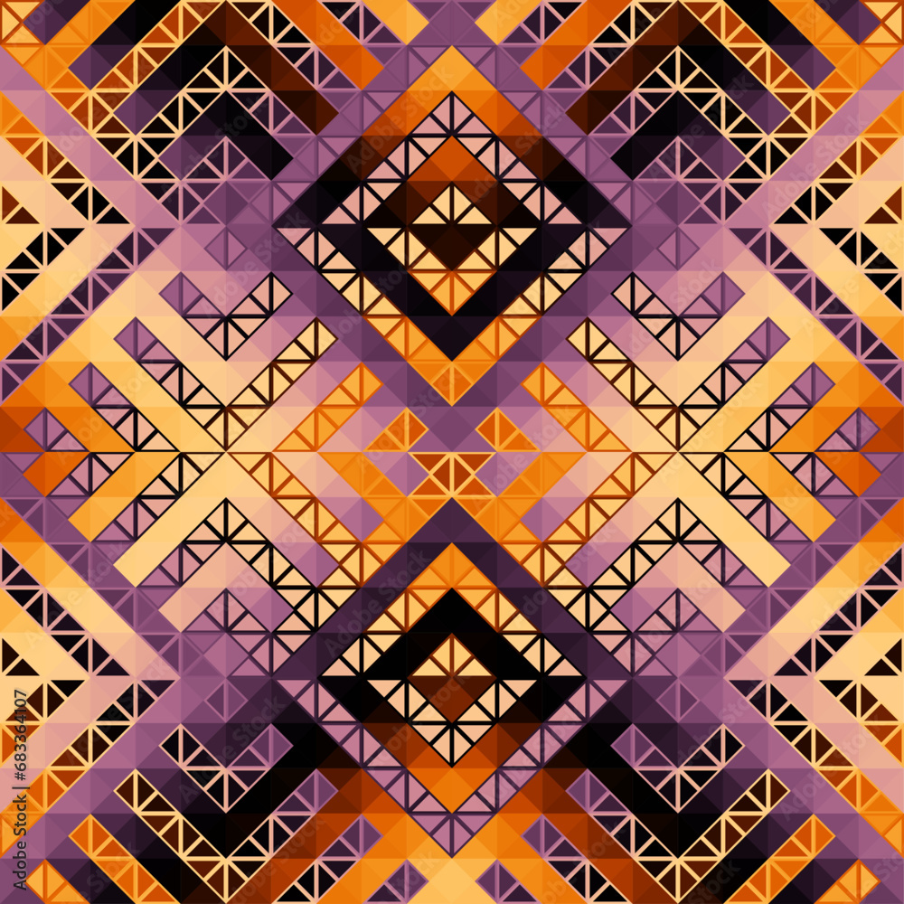 Aufkleber Colorful Aztec Fabric, Wallpaper and Home Decor. Abstract seamless tileable pattern. Triangles aztec background. Vector image.