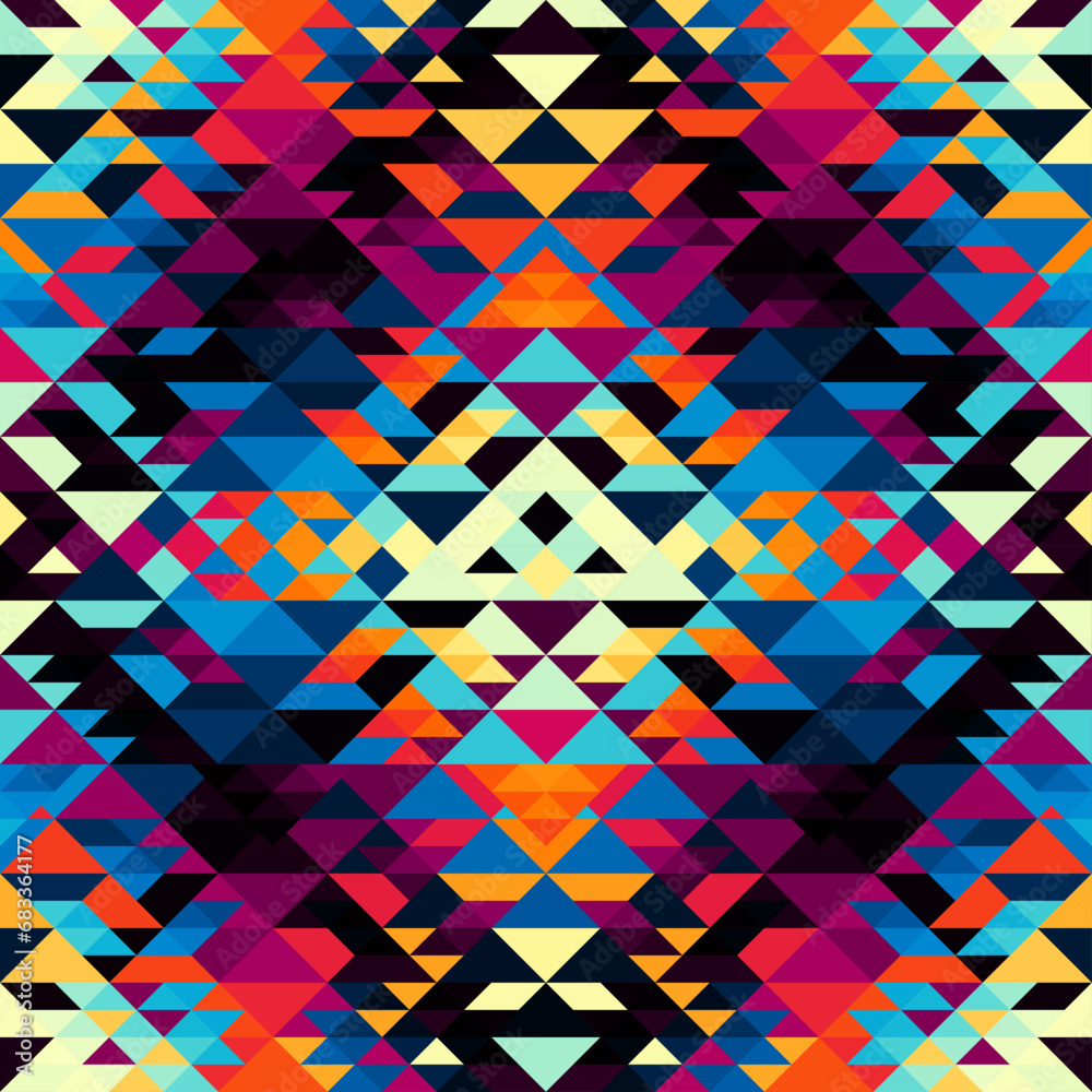 Aufkleber colorful aztec fabric, wallpaper and home decor. abstract seamless tileable pattern. triangles aztec