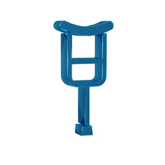 Blue Crutch or crutches icon isolated on transparent background. Equipment for rehabilitation of people with diseases of musculoskeletal system.