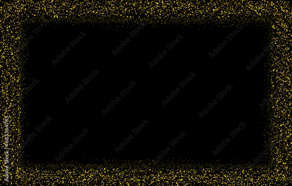 Poster gold stars sparkles in shiny frame shape isolated on black background. vector illustration