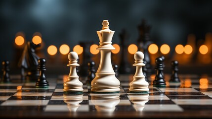 Chess piece on chess board game for strategy, idea represent challenge, leadership, business success
