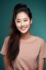 Fototapeta premium A beautiful Asian woman with a smile