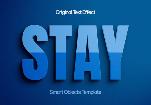 Double Blue Color 3D Text Effect Mockup