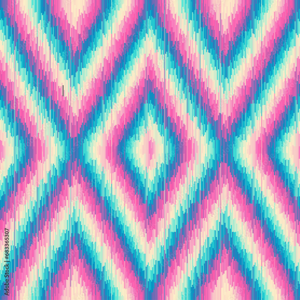 Poster Seamless striped pattern in Aztec style. Folk embroidery.. Aztec ikat style. Seamless vector image. Thin lines