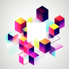 a colorful cubes and grid