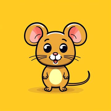 cartoon mouse standing on a yellow background