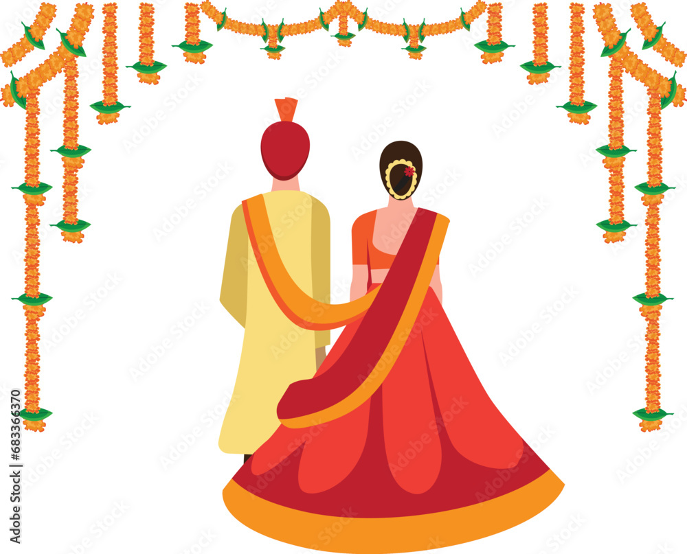 Wall mural indian bride and groom vector