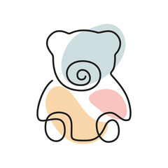 Teddy bear one line. Vector drawing.
