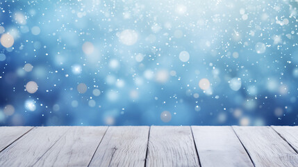 Winter Wonderland Serenity: Snowy Blurred Blue Background