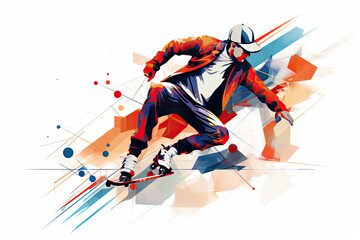Abstract illustration of a person skating.