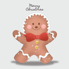 Hand drawn gingerbread man cookie