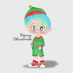 Adorable christmas elf cartoon character