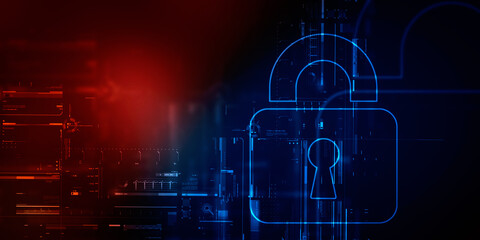 2d illustration Safety concept: Closed Padlock on digital background
