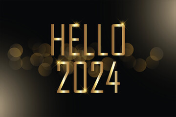 hello 2024 with gold text