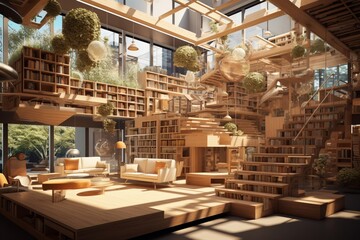 interior design of library