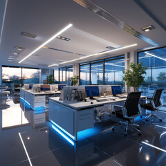 Interior design Modern Creative office foyer, Corporate open workspace, Coworking office room