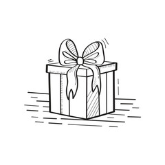 Hand Drawn Gift Box Icon Vector Design.