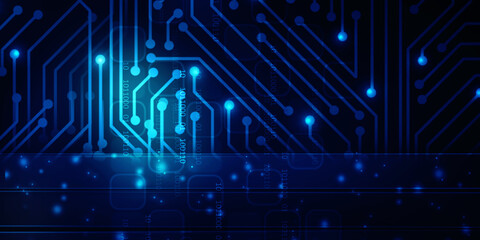 2d illustration Abstract futuristic electronic circuit technology background
