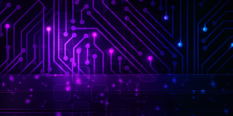 2d illustration Abstract futuristic electronic circuit technology background