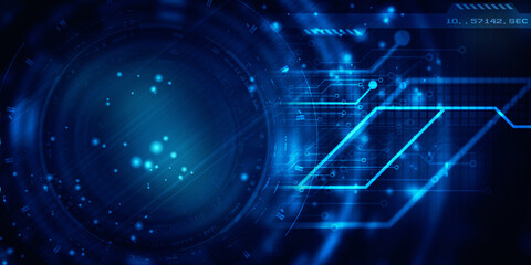 2d illustration Abstract futuristic electronic circuit technology background