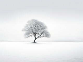 Nature's Minimalism: A Lone Tree in Winter