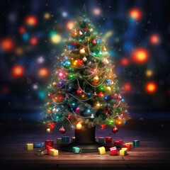 Fototapeta na wymiar The Spirit of Merry Christmas. Decorated christmas tree.
