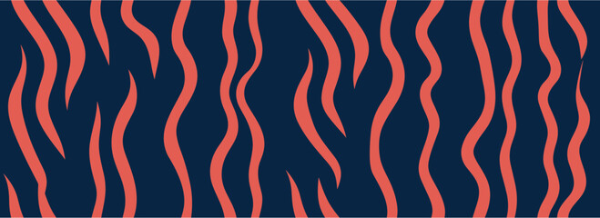 Flat lay and top view. Hand drawn waves. Vector animal print. Wavy background. Color of the year. Seamless.