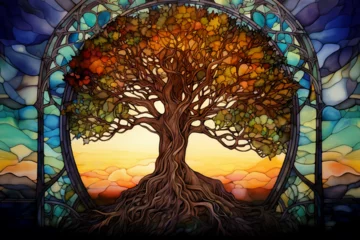 Photo sur Plexiglas Coloré Tree of Life, stained-glass