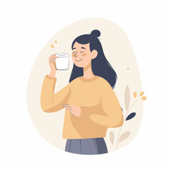 Illustration: Woman drinking coffee