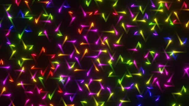 Glowing lights neon colors effects LED animation. seamless loop 4K video