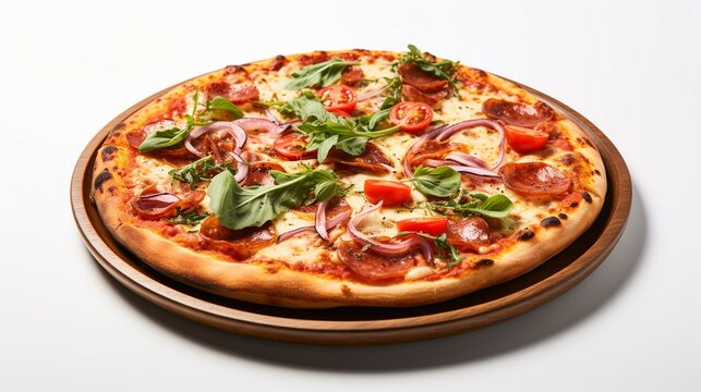 Pizza isolated on white background, Fresh Tasty Food, Cheese, tomato ketchup, mozzarella