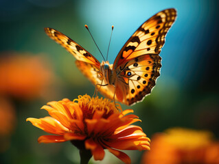 Nature's Palette: Vibrant Butterfly on a Blossom