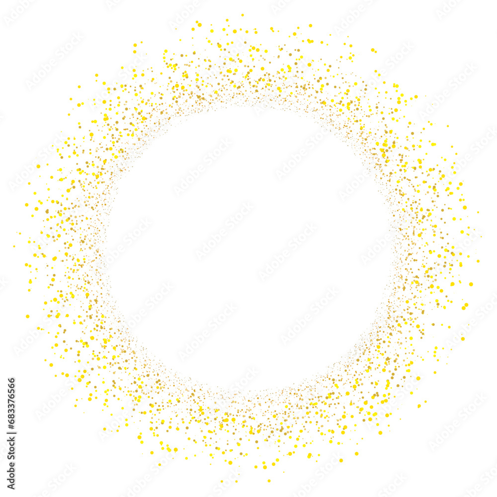 Poster shiny circle with gold confetti isolated on transparent background. abstract luxury backdrop golden 