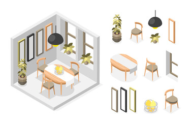 Isometric furniture and dining room
